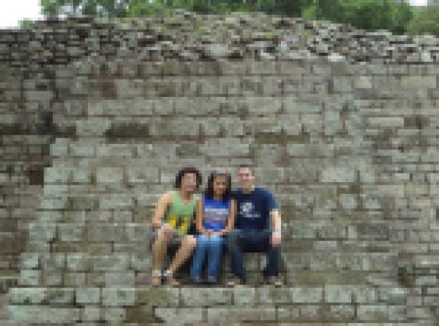 Ilich, Gaby, and Mateo visit Copan Ruins as part of their orientation to Honduras